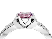 Bezel Engagement Ring Setting for Fancy Pink Emerald Cut Center with Wide Channel-Set Band and Bezel Head in Sterling Silver
