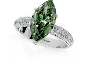 Solitaire Engagement Ring Setting for Fancy Green Marquise Center with Domed Multi-Row Pave Band and Prong Head in Platinum