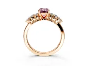 Cluster Engagement Ring Setting for Fancy Pink Emerald Cut Center with 2-Row Shoulder Clusters and Prong Head in Rose Gold