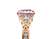 Cluster Engagement Ring Setting for Fancy Pink Princess Cut Center with Bezel Accent Clusters and Prong Head in Rose Gold