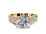 Solitaire Engagement Ring Setting for Heart-Shaped Center with Cathedral Channel Band and Prong Head in Yellow Gold