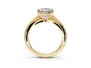 Solitaire Engagement Ring Setting for Princess Cut Center with Reverse Tapered Band and Prong Head in Yellow Gold