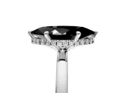 Hidden Halo Engagement Ring Setting for Fancy Black Marquise Center with Plain Band and Tall Prong Head in Platinum