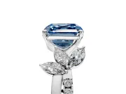 Floral Engagement Ring Setting for Fancy Blue Asscher Cut Center with Trailing Marquise Accents and Prong Head in White Gold