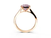 Solitaire Engagement Ring Setting for Fancy Pink Princess Cut Center with Tapered Shoulders and Prong Head in Rose Gold