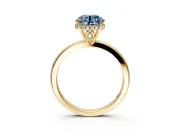 Solitaire Engagement Ring Setting for Fancy Blue Round Cut Center with Fine Wire Band and Prong Head in Yellow Gold