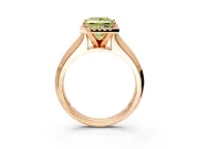 Halo Engagement Ring Setting for Fancy Yellow Princess Cut Center with Knife Ridge Cathedral Band and Prong Head in Rose Gold