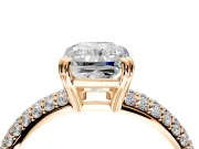 Solitaire Engagement Ring Setting for Radiant Cut Center with Multi-Row Pave Accents and Basket Head in Rose Gold