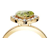 Halo Engagement Ring Setting for Fancy Yellow Heart-Shaped Center with Thin Plain Band and Prong Head in Yellow Gold