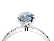 Solitaire Engagement Ring Setting for Fancy Blue Marquise Center with Thin Rounded Plain Band and Prong Head in Sterling Silver