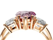 3 Stone Engagement Ring Setting for Fancy Pink Heart-Shaped Center with Matching Side Accents and Prong Head in Rose Gold