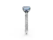 Rope Engagement Ring Setting for Fancy Blue Asscher Cut Center with Accent Shoulders and Prong Head in Platinum