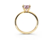 Minimalist Solitaire Engagement Ring Setting for Fancy Pink Oval Center with Thin Band and Prong Head in Yellow Gold