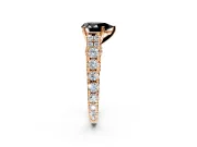 Solitaire Engagement Ring Setting for Fancy Black Pear-Shaped Center with Pave Cathedral Shoulders and Prong Head in Rose Gold