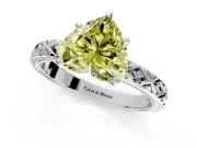 Solitaire Engagement Ring Setting for Fancy Yellow Heart-Shaped Center with Milgrain X Pattern Band and Prong Head in Platinum
