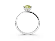 Solitaire Engagement Ring Setting for Fancy Yellow Pear-Shaped Center with Fine Pave Accents and Prong Head in Platinum