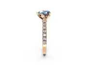 Solitaire Engagement Ring Setting for Fancy Blue Heart-Shaped Center with Single Row Accent Band and Prong Head in Rose Gold