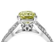 Solitaire Engagement Ring Setting for Fancy Yellow Radiant Cut Center with Pave Rail Split Shank and Prong Head in Platinum