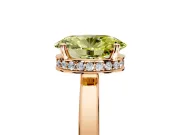 Hidden Halo Engagement Ring Setting for Fancy Yellow Oval Center with Wide Flat Plain Band and Prong Head in Rose Gold