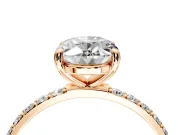 Solitaire Engagement Ring Setting for Oval Center with Pave Accents and Prong Head in Rose Gold
