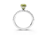 Open Basket Engagement Ring Setting for Fancy Yellow Radiant Cut Center with Pave Band and Prong Head in White Gold