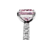 Solitaire Engagement Ring Setting for Fancy Pink Princess Cut Center with Shared-Prong Accents and Prong Head in Platinum