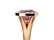 Solitaire Engagement Ring Setting for Fancy Pink Asscher Cut Center with V Split Shank and Bezel Head in Rose Gold