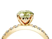Solitaire Engagement Ring Setting for Fancy Yellow Oval Center with Fine Pave Band and Claw Prong Head in Yellow Gold