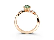 Solitaire Engagement Ring Setting for Fancy Green Pear-Shaped Center with Marquise Accent Twist Band and Prong Head in Rose Gold