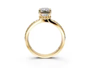 Solitaire Engagement Ring Setting for Radiant Cut Center with Raised Channel Band and Prong Head in Yellow Gold
