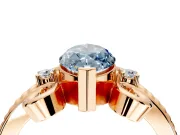Solitaire Engagement Ring Setting for Fancy Blue Marquise Center with Twisted Band and Scroll Prong Head in Rose Gold
