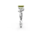 Floral Engagement Ring Setting for Fancy Yellow Emerald Cut Center with Trailing Marquise Accents and Prong Head in Platinum