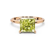 Minimalist Solitaire Engagement Ring Setting for Fancy Yellow Princess Cut Center with Thin Band and Prong Head in Rose Gold