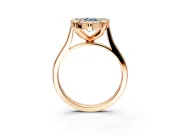 Single Halo Engagement Ring Setting for Fancy Blue Pear-Shaped Center with Corner Claws, Plain Band and Prong Head in Rose Gold