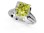 Solitaire Engagement Ring Setting for Fancy Yellow Radiant Cut Center with Accented Split Shank and Prong Head in Sterling Silver