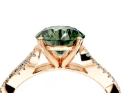 Solitaire Engagement Ring Setting for Fancy Green Round Cut Center with Twisted Pave Split Shank and Prong Head in Rose Gold