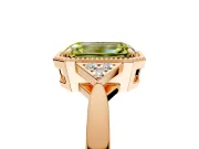 Cluster Engagement Ring Setting for Fancy Yellow Emerald Cut Center with Milgrain Shoulder Clusters and Prong Head in Rose Gold