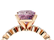 Solitaire Engagement Ring Setting for Fancy Pink Princess Cut Center with Bezel-Dot Beaded Band and Prong Head in Rose Gold