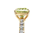 Solitaire Engagement Ring Setting for Fancy Yellow Princess Cut Center with Large Accent Band and Prong Head in Yellow Gold