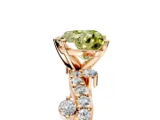 Solitaire Engagement Ring Setting for Fancy Yellow Heart-Shaped Center with Bar-Station Pave Twist and Prong Head in Rose Gold