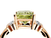 Solitaire Engagement Ring Setting for Fancy Yellow Princess Cut Center with Grooved Bar Accent Band and Prong Head in Rose Gold