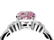 Solitaire Engagement Ring Setting for Fancy Pink Cushion Cut Center with Grooved Bar Accent Band and Prong Head in Sterling Silver