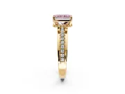 Solitaire Engagement Ring Setting for Fancy Pink Radiant Cut Center with Raised Channel Band and Prong Head in Yellow Gold