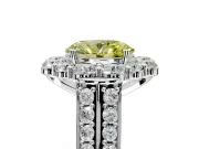 Large Accent Halo Engagement Ring Setting for Fancy Yellow Oval Center with Pave Split Shank and Prong Head in Platinum