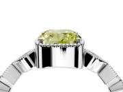 Milgrain Bezel Engagement Ring Setting for Fancy Yellow Cushion Cut Center with Marquise Stations and Bezel Head in Platinum
