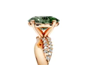 Solitaire Engagement Ring Setting for Fancy Green Oval Center with Pave and Plain Crossover and Basket Head in Rose Gold