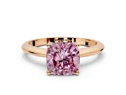 Solitaire Engagement Ring Setting for Fancy Pink Cushion Cut Center with Knife Ridge Band and Claw Prong Head in Rose Gold