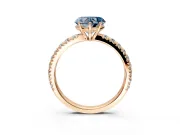Solitaire Engagement Ring Setting for Fancy Blue Heart-Shaped Center with Large Accent Band and Prong Head in Rose Gold