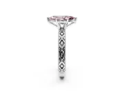 Solitaire Engagement Ring Setting for Fancy Pink Marquise Center with Milgrain X Pattern Band and Prong Head in Sterling Silver