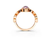 Milgrain Bezel Engagement Ring Setting for Fancy Pink Marquise Center with Marquise Stations and Bezel Head in Rose Gold